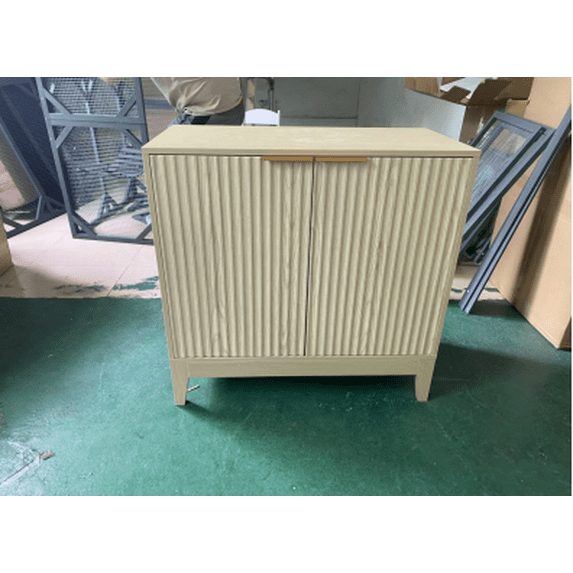 Luku Art Deco Mid-Century Sideboard Buffet, Storage Cabinet with Doors & Shelves, Wave-Grooved Panels