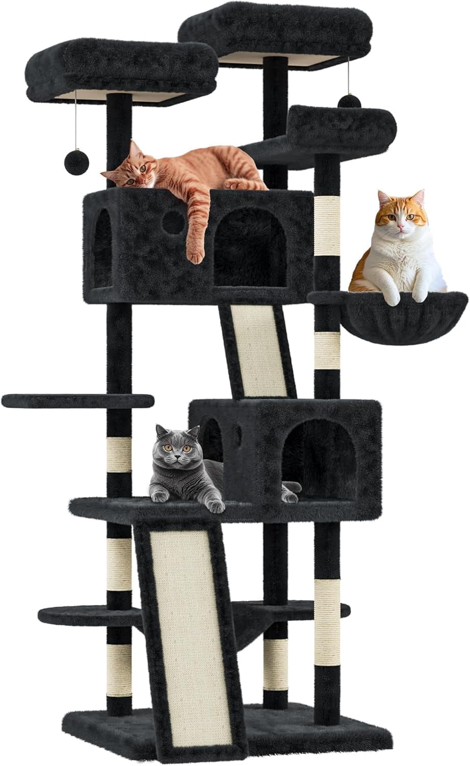 Image showcasing Luku Cat Tree Tower for Large Cats 20 Lbs+ Heavy Duty Tall 66 in Indoor ...
