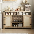 thumbnail image 1 of Luku Coffee Bar Cabinet, 59.1" Rattan Farmhouse Liquor Cabinet with Wine Racks, Boho Sideboard Buffet Cabinet with Storage, Credenza Console Table for Home Living Dining Room Entryway, 1 of 7