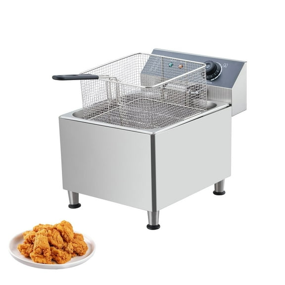 Luku Commercial Deep Fryer, Electric Deep Fryer With Baskets and Lid, 11L/3.3Gal 1700W Stainless Steel Oil Fryer, Temperature Control for Home Kitchen and Restaurant