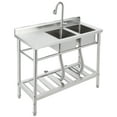 thumbnail image 1 of Luku Commercial Sink with Faucet, Freestanding Sink with Workbench, 2 Bowl and Drainboard, Utility Stainless Steel Kitchen Sink, 1 of 9