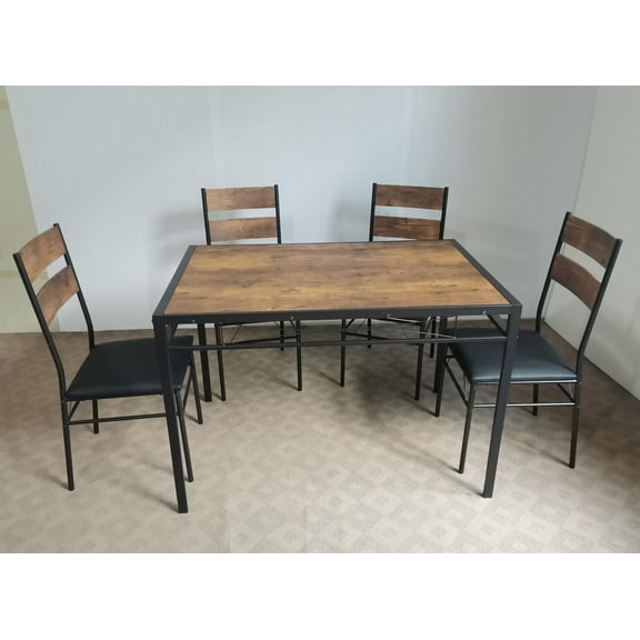 Luku Dining Table Set for 4, Kitchen Table and Chairs for 4 with Upholstered Chairs, 5 Piece Rectangular Kitchen Table Set, Dining Room Table Set for Small Space, Apartment