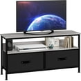 thumbnail image 1 of Luku Dresser TV Stand for Bedroom,TV Console with Drawers, 2 Drawers Entertainment Center with Open Shelf, Media Console for 50 Inch TV, Dresser with PU Finish,Gray, 1 of 7