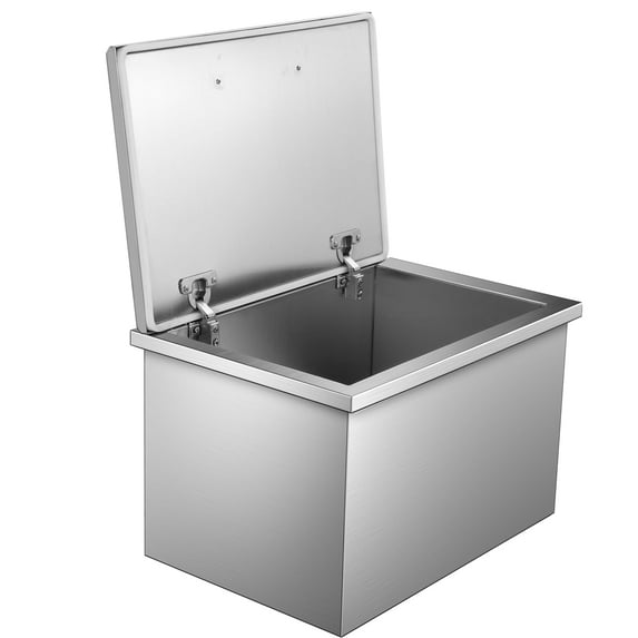 Luku Drop in Ice Chest, Stainless Steel Commercial Ice Bin with Hinged Cover, Outdoor Kitchen Ice Bar for Drinks