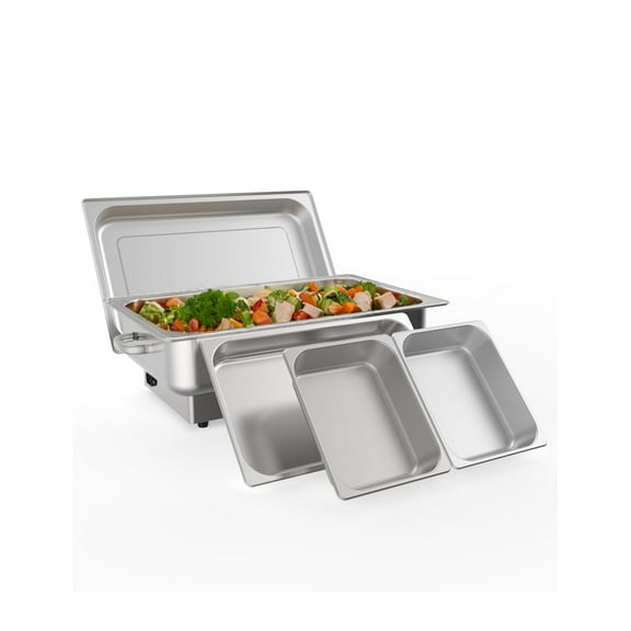 Luku Electric Chafing Dish Buffet Servers and Warmers, Stainless Steel Commercial Food Warmers with 1 Full-size Pan & 2 Half-size Pan Temperature Control Display for Catering, Parties and Festivals
