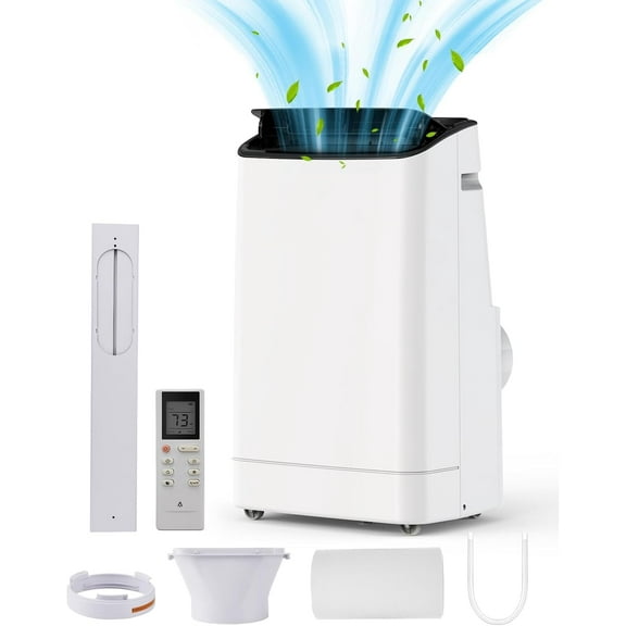 Luku Energy Efficient 14000 BTU Portable Air Conditioner, 3-in-1 with 24H Timer, Black Cover, Easy Mobility