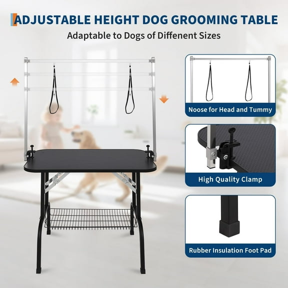 Luku ExploreHorizon 36"/46" Professional Dog Grooming Table, Adjustable Arm, 330lb Capacity, Mesh Tray