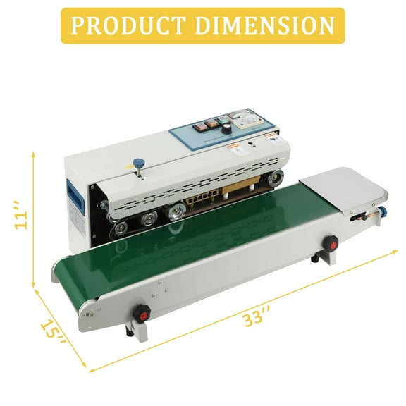 Luku FR-900 Continuous Band Sealer, 110V Automatic Horizontal Sealer with Analog Temp Control for PP/PVC/Aluminum Bags