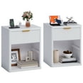 thumbnail image 1 of Luku Fluted Nightstand with Charging Station, Modern Bedside Table with 1/2/3 Drawers & Open Storage, Metal Handles, Curved Edge, for Bedroom & Living Room, 1 of 6