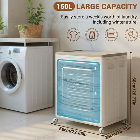 Luku Foldable Portable Laundry Hamper with Wheels, Lid & Large Capacity