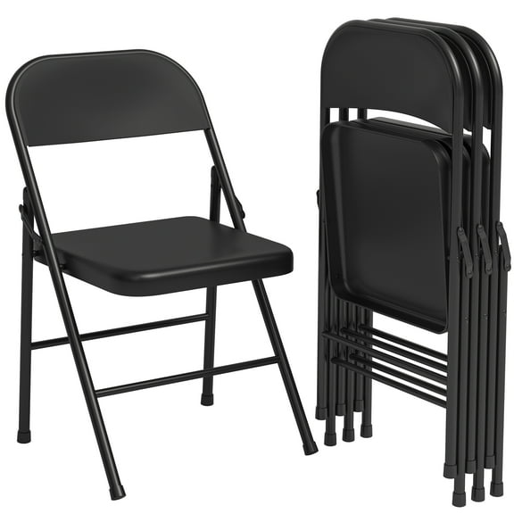 Luku Folding Chairs Set, Portable Card Chair with All Metal for Dining, Living, Office
