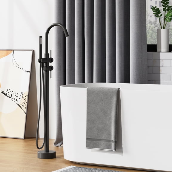 Luku Freestanding Bathtub Faucet with 360° Swivel Spout & Handheld Shower - Modern Anti-Winding Design