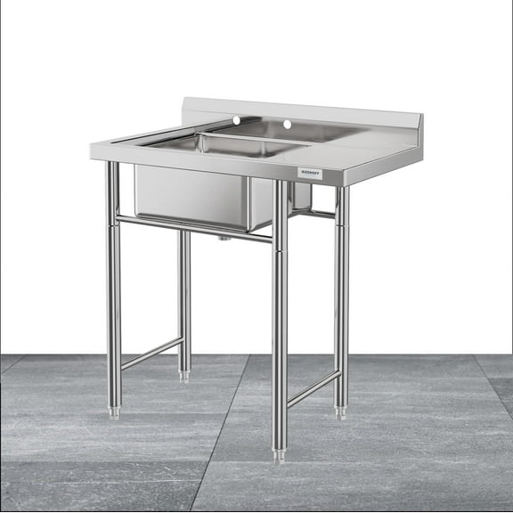 Luku Freestanding Food Prep Sink Commercial Prep & Utility Sink Workstation Stainless Steel 1 Compartment Sink with Legs for Kitchen