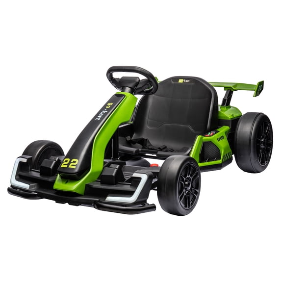 Luku Go Karts for Kids,24V Electric Go Kart with 2 * 150W Powerful Motors,8mph Max Speed,Max Load 110lbs,W/Button Start,Lights,Safety Belt, Music Age 6-12