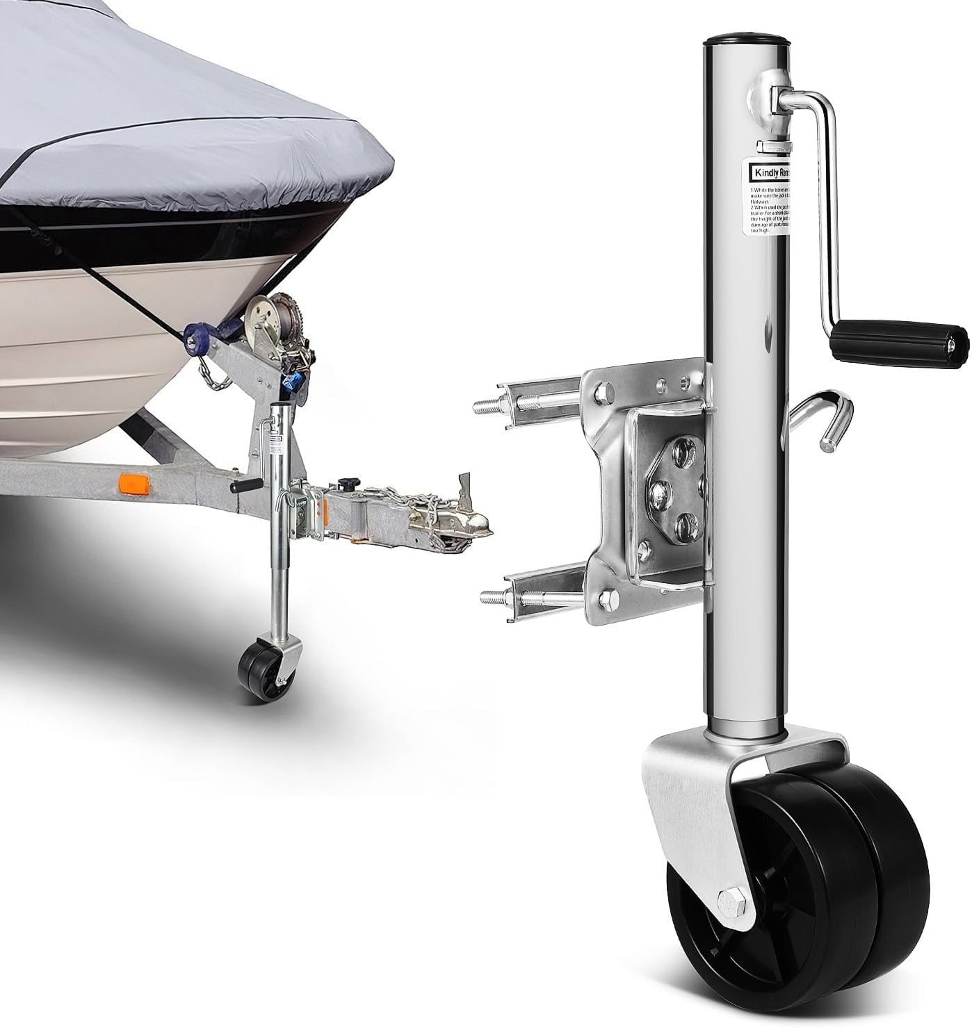 Luku Heavy Duty Bolt-On Trailer Tongue Jack, 1500lbs, Dual Wheels