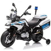 Luku Kids 12V Ride On Police Motorcycle w/EVA Tires, Licensed BMW Ride On Bike,LED Headlights, 4.35mph Top Speed, Training Wheels, Music, Battery Powered and High/Low Variable,Spring Suspensio