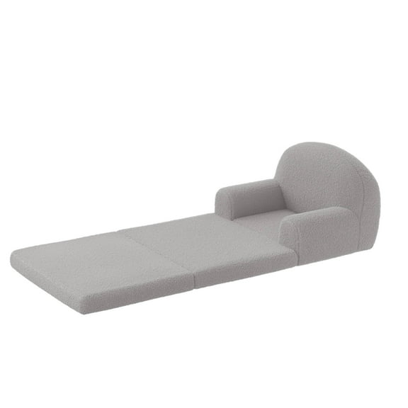 Luku Kids Convertible Sofa Chair – Soft Fold Out Toddler Couch Lounger, Washable Teddy Fleece, Comfy Kids Sofa Bed for Playroom or Nursery