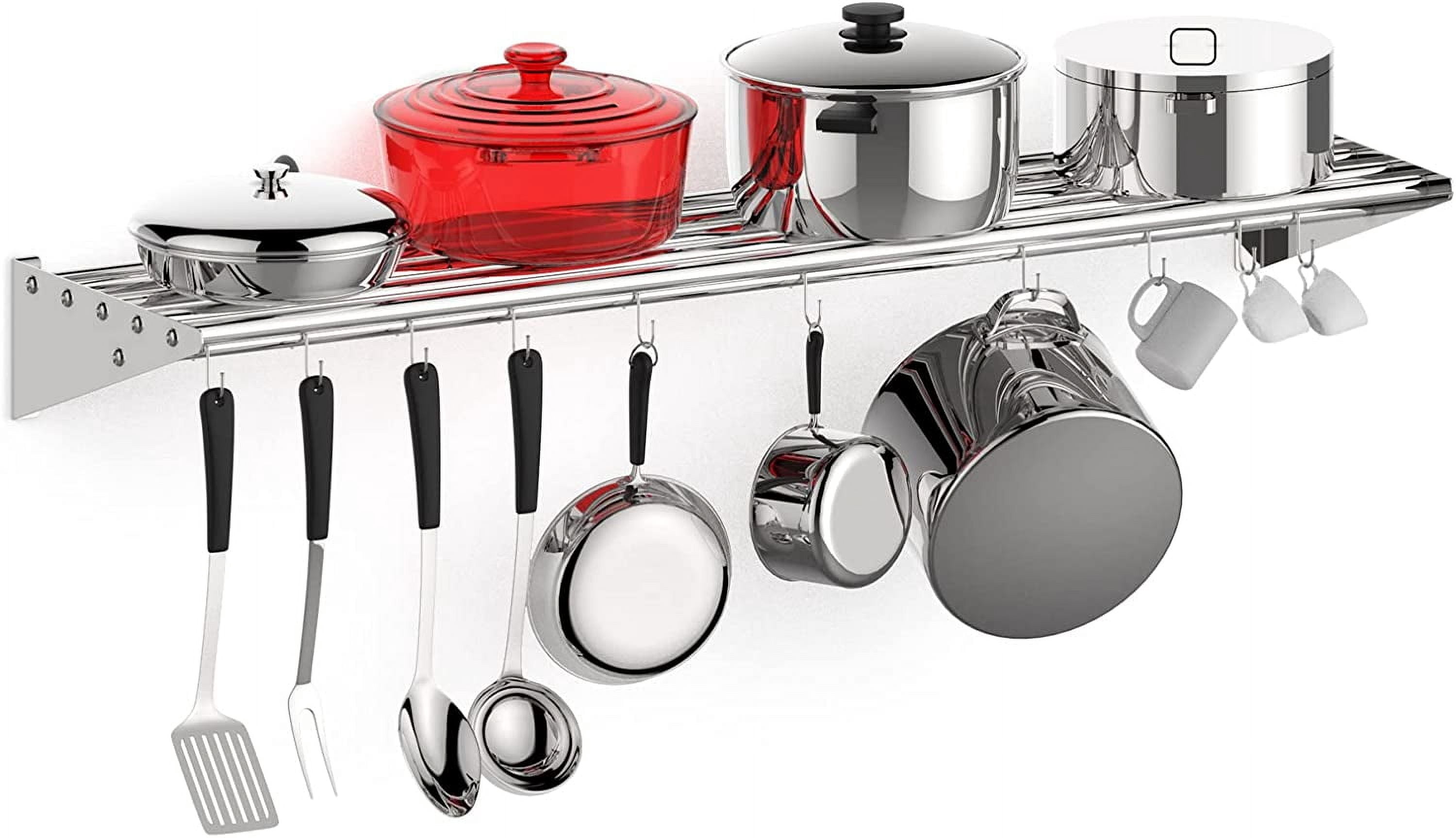 Luku Kitchen Storage Rack and Organization, Stainless Steel Metal Wall