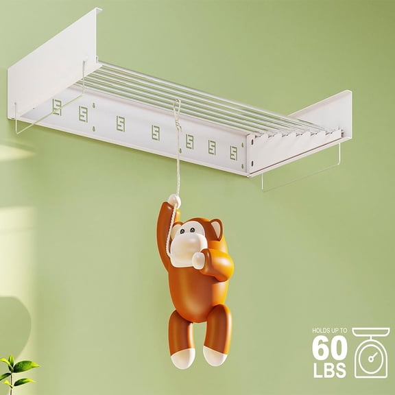 Luku Laundry Drying Rack Wall Mount Indoor, Space Saving Wall Mounted Clothes Drying Rack with Aluminum Rods for Hanging Clothes for Bathroom Laundry
