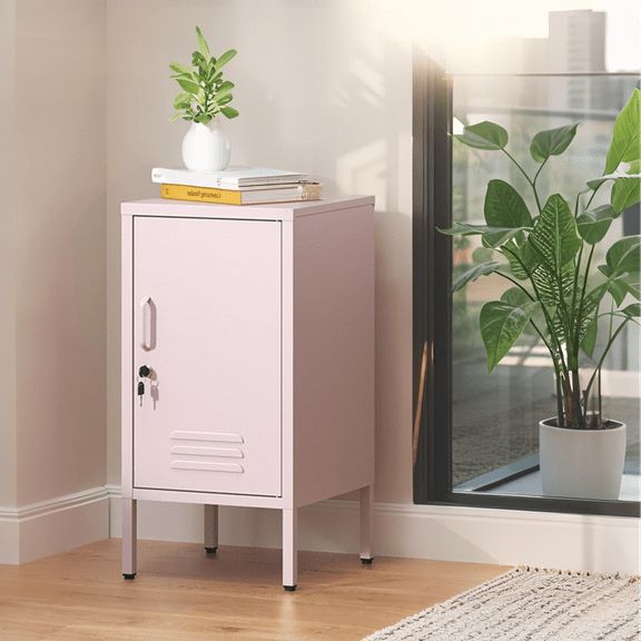 Luku Metal Locker End Table,Modern Minimalist Room Side Table with 2 Adjustable Shelf,Anti-Tilt Design,Multi Storage Cabinet for Living Room Bedroom, Easy to Assemble 27.55”H x 13.78”W x 14.96”D