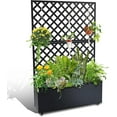 thumbnail image 1 of Luku Metal Planter Box, Raised Garden Bed with Trellis, Outdoor Garden Box with Privacy Screen & Drainage Holes for Climbing Plants Flower Vegetable, 1 of 8