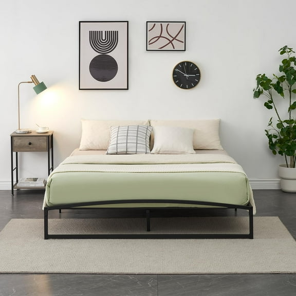 Luku Metal Platform Bed, 6" Low Profile Arch Frame, No Box Spring Needed