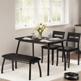 thumbnail image 1 of Luku Modern Dining Table Set for 4 with Bench, Wood Table & Metal Legs for Kitchen, Home, 1 of 9