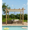 thumbnail image 1 of Luku Outdoor Pergola with Retractable Sun Shade Canopy, 10x10 Ft Modern Aluminum Faux Wood Grain Pergolas for Patio, Backyard, Deck, Garden, UV-Resistant Metal Shelter for Outdoor Living Space, 1 of 7