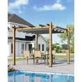 thumbnail image 1 of Luku Outdoor Pergola with Retractable Sun Shade Canopy, 10x10 Ft Modern Aluminum Faux Wood Grain Pergolas for Patio, Backyard, Deck, Garden, UV-Resistant Metal Shelter for Outdoor Living Space, 1 of 6