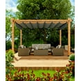 thumbnail image 1 of Luku Outdoor Pergola with Retractable Sun Shade Canopy, 10x13 Ft Modern Aluminum Faux Wood Grain Pergolas for Patio, Backyard, Deck, Garden, UV-Resistant Metal Shelter for Outdoor Living Space, 1 of 7
