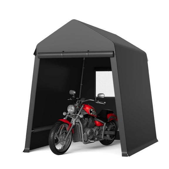 Luku Outdoor Portable Storage Shed Tent, Heavy-Duty Weather-Resistant Shelter with Roll-Up Doors & Vents, Steel Frame, for Motorcycle, ATV, Garden Tools, Garage Storage