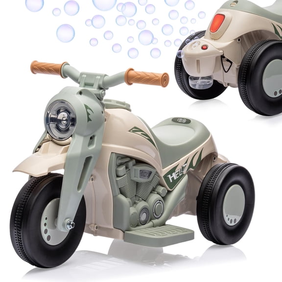 Luku Patikuin 6V Kids Bubble Motorcycle, 3-Wheel Ride-On Motorbike with LED Headlights, Music, Forward/Reverse, Bubble Maker, Pedal, 1 Hour Play, for Boys & Girls Ages 3-8, 67 lbs Capacity