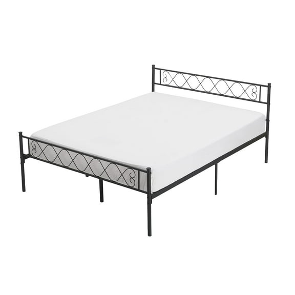 Luku Queen Size 13.7 Inch Modern Bed Frame, Metal Platform Bed with Headboard and Footboard- Sturdy Steel Slats Support, Noise Free and Easy Assembly, No Box Spring Needed, Black