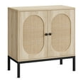 thumbnail image 1 of Luku Rattan Storage Cabinet with Adjustable Shelves, Small Wood Console Cabinet with 2-Tier Light color, 1 of 9