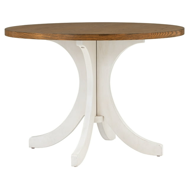 Luku Round Dining Table,Solid Wood Kitchen Table, Round Pedestal Dining ...