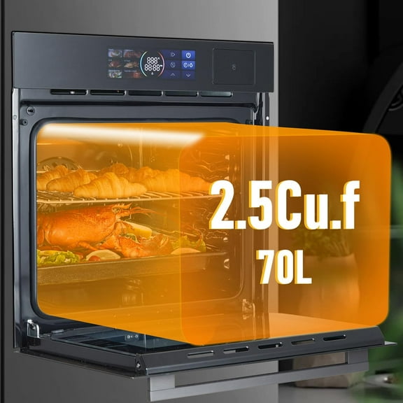 Luku Single Wall Oven, 2.5Cu.Ft, 3000W - Air Frying, 8 Baking Modes, Steam & Grill, Colorful LED Screen
