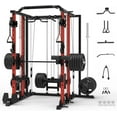 Luku Smith Machine, 2000LBS Power Cage Squat Rack with LATPull Down