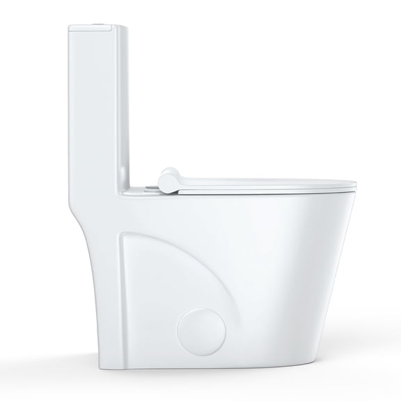 Luku Top-press double-button flush toilet, Elongated Toilet for Bathroom, One Piece Toilet with Soft Closing Seat, Dual Tornado Flush 1.6 GPF Toilet, 2173