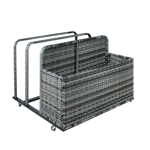 Luku Versatile Outdoor Storage Caddy with Durable Steel Frame, Hand-Woven PE Rattan for Poolside, Patio & Garden Organization