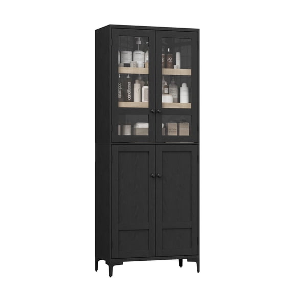 Luku Vertical Storage Cabinet with Glass Door 71" Tall 5-Tier Adjustable Shelf Cabinet for Home