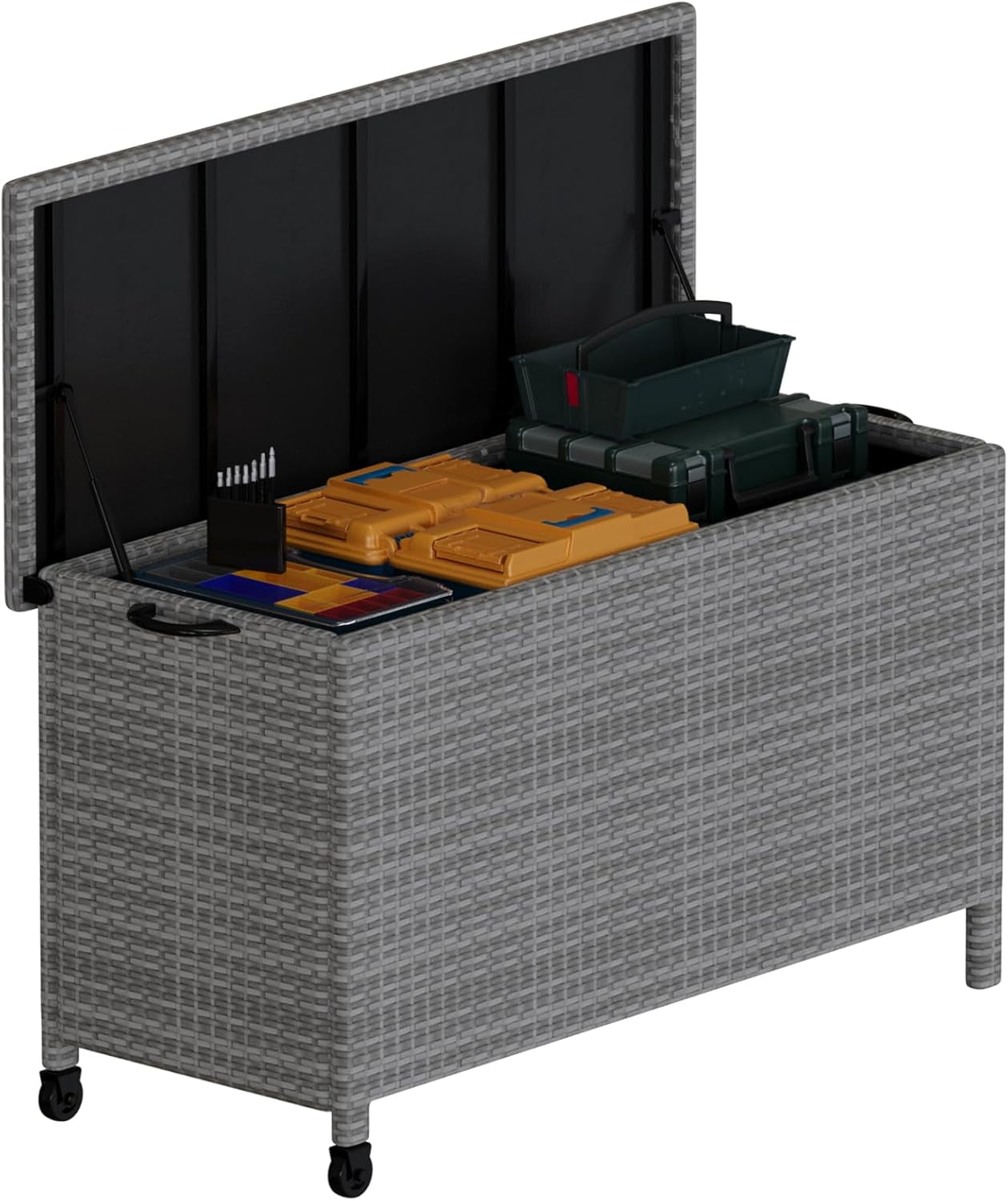 Wicker Patio Storage Bench Luku Waterproof Outdoor Deck Box, Large