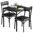 thumbnail image 1 of Luku Wood Kitchen Room Table Set with 2 Upholstered Chairs - Stylish Dining Set for Small Spaces, 1 of 9