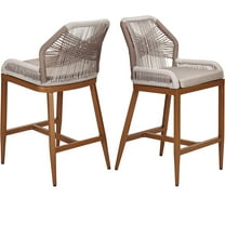Luku Woven Outdoor Counter Height Bar Stools Set of 2 - Rattan Garden Chairs with Aluminum Frame, Comfortable & Stylish