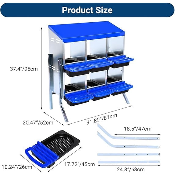 Luku Zinc Alloy Egg Laying Box, Wall Mounted Metal Chicken Nesting Box with Compartments, Large Ventilation Holes, Hen Nest Box for Poultry Coop, Durable Rustproof Nesting Box for Chickens & Hens