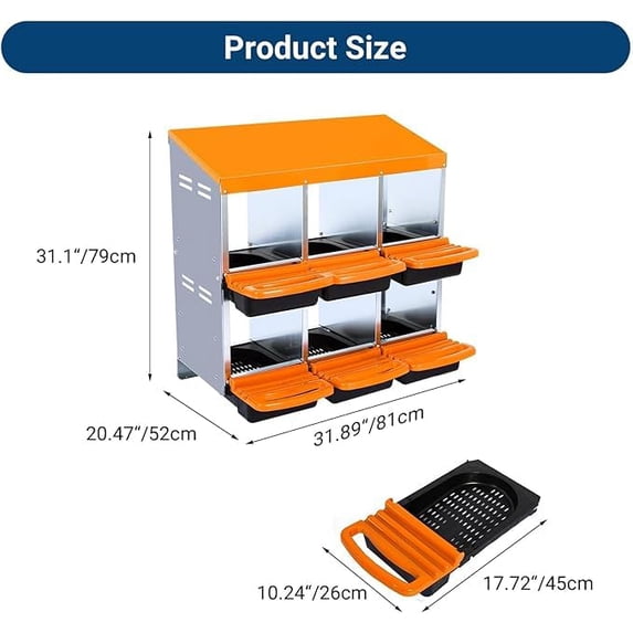 Luku Zinc Alloy Egg Laying Box, Wall Mounted Metal Chicken Nesting Box with Compartments, Large Ventilation Holes, Hen Nest Box for Poultry Coop, Durable Rustproof Nesting Box for Chickens & Hens