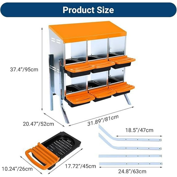 Luku Zinc Alloy Egg Laying Box, Wall Mounted Metal Chicken Nesting Box with Compartments, Large Ventilation Holes, Hen Nest Box for Poultry Coop, Durable Rustproof Nesting Box for Chickens & Hens