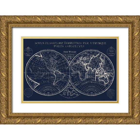Lula Bijoux And Company 24x17 Gold Ornate Wood Framed with Double Matting Museum Art Print Titled - New Map