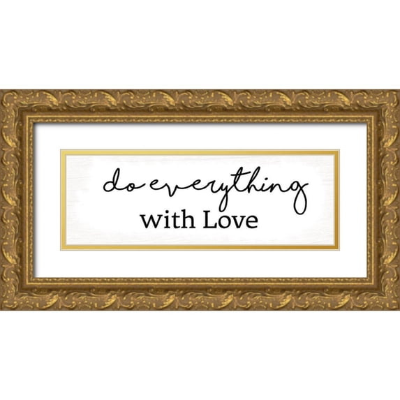 Lula Bijoux And Company 32x13 Gold Ornate Wood Framed with Double Matting Museum Art Print Titled - With Love