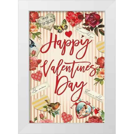 Lula Bijoux and Company 11x14 White Modern Wood Framed Museum Art Print Titled - Valentine Flag 2