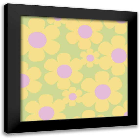 Lula Bijoux and Company 12x12 Black Modern Framed Museum Art Print Titled - Happy Floral 3